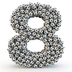 Obraz premium 3D number eight made from football balls