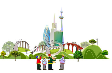 Fototapeta premium City and roads, city collection