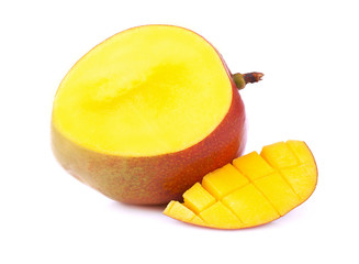 Ripe mango on white