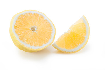 Fototapeta na wymiar Sliced yellow lemon
