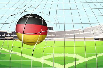 Fototapeta na wymiar A soccer ball with the flag of Germany
