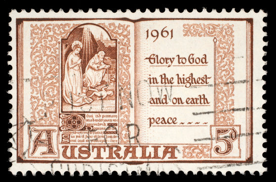 Australian stamp shows Virgin Mary and baby Jesus