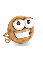 Happy digestive cookie cartoon character, smiling.