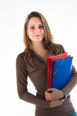 isolated portrait of a young female student