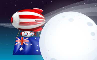 An air balloon travelling with the flag of Australia
