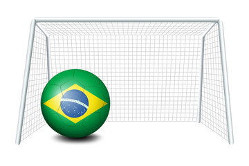 A soccer ball with the flag of Brazil
