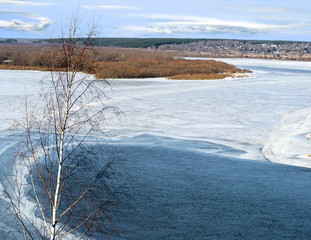 Bend of the river in early spring