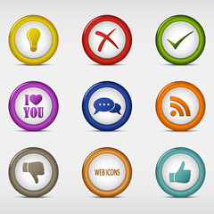 Set of colored round web icons template