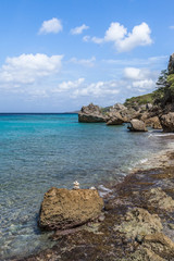San Juan beach a free stony area  Curacao, Caribbean