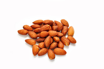Obraz premium A Heap of Raw Almons Over White
