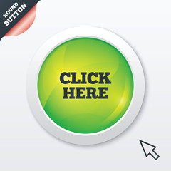 Click here sign icon. Press button.
