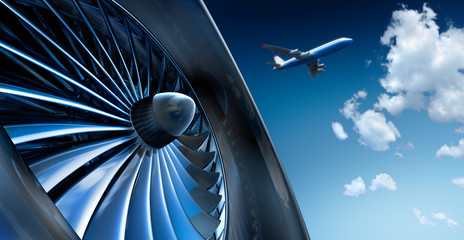 Turbine und Flugzeug - obrazy, fototapety, plakaty