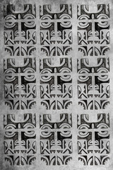 Totem mask. Tattoo design over grey background. textured backdro