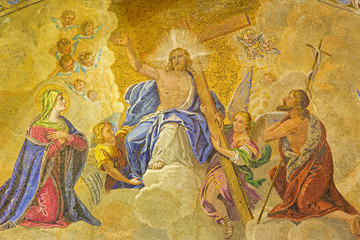 Fototapeta na wymiar Venice - Exterior mosaic from st. Mark cathedral - Jesus