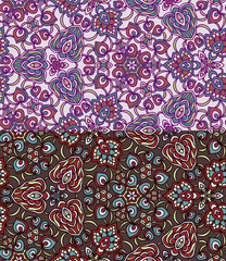 Set of two colorful seamless patterns. EPS-8.