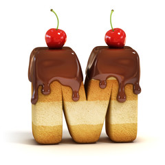 cake 3d font letter M