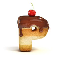 cake 3d font letter P