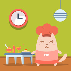 Character chef in a chef's hat  colorful flat