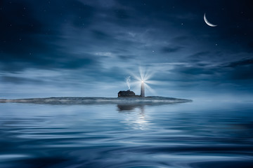 lighthouse at night