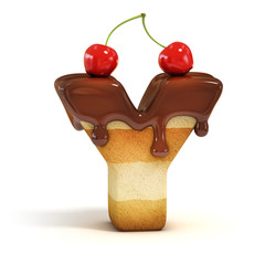 cake 3d font letter Y