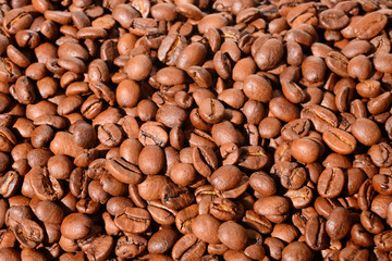 Coffee beans closeup background