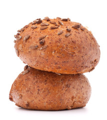 Fototapeta na wymiar Two hamburger bun or roll with sesame seeds cutout