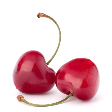 Two heart shaped cherry berries