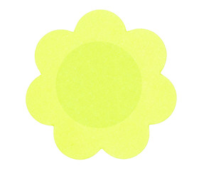 Fototapeta premium Flat green sticky note isolated, with flower shape