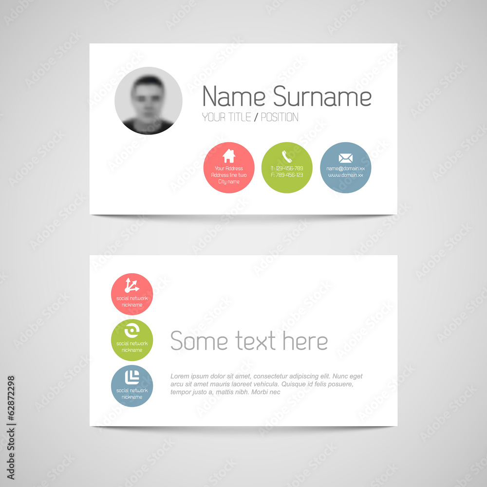 Poster modern business card template with flat user interface