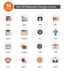 Set Of Website Design Icons,Orange version