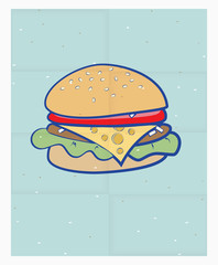 Cartoon cheeseburger on a poster