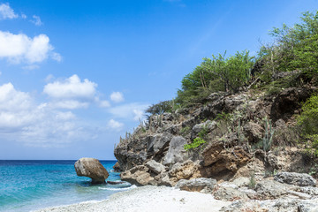 San Juan beach a free stony area  Curacao, Caribbean