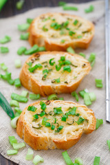 Bruschetta with cheese and scallion