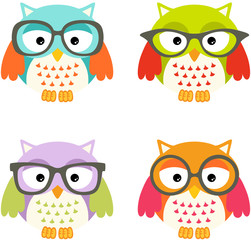 Lovely Owls with Glasses