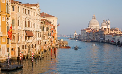 Fototapeta na wymiar Venice - Canal grande in evening light from Ponte Accademia