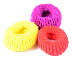 Colorful scrunchies isolated on white