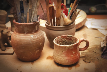 Handmade old clay pots