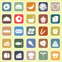 Food flat icons on yellow background