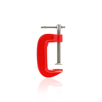 Red clamp isolated on white background