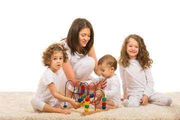 Mother and kids playing home