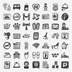 doodle hotel icons set