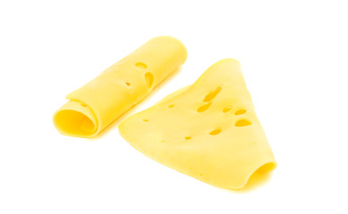 thin slice of cheese isolated