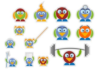 set birds with an outline