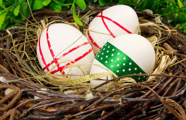 Easter eggs in nest.