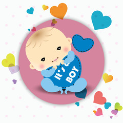 baby boy announcement card  vector illustration