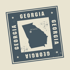 Grunge rubber stamp with name and map of Georgia, USA