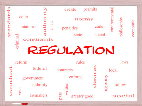 Regulation Word Cloud Concept on a Whiteboard