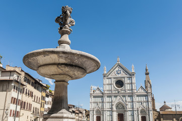 Fototapeta na wymiar Piazza Santa Croce square in Florence, Italy