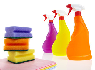 cleaning equipment isolated on white background