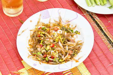 Thailand style Spicy Kungten food of thailand shrimps alive (Dan